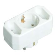 Разветвитель 3-м 16А IP20 Т-01/01-2 1-м кругл. + 2-м плоск. IEK