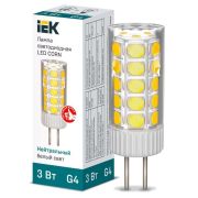 Лампа светодиодная Corn 3Вт капсульная 4000К нейтр. бел. G4 12В керамика IEK