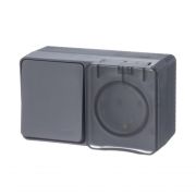 Блок ОП AtlasDesign Profi54 (розетка 16А 250В с заземл. защ. шторки + 1-кл. выкл. 10А) IP54 антрацит SE