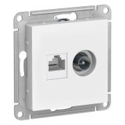 Розетка компьютерная + телевизионная 2-м AtlasDesign RJ45 кат.5E + TV механизм бел. SE