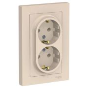 Розетка 2-м СП AtlasDesign 16А IP20 с заземл. в сборе беж. SE