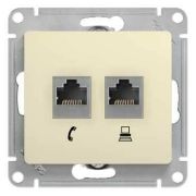 Розетка компьютерная 2-м AtlasDesign RJ45 кат.5E механизм беж. SE