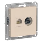 Розетка компьютерная + телевизионная 2-м AtlasDesign RJ45 кат.5E + TV механизм беж. SE