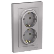 Розетка 2-м СП AtlasDesign 16А IP20 с заземл. в сборе алюм. SE