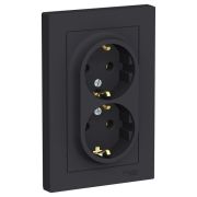Розетка 2-м СП AtlasDesign 16А IP20 с заземл. в сборе карбон SE