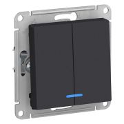 Выключатель 2-кл. СП AtlasDesign 10А IP20 (сх. 5а) 10AX с подсветкой механизм карбон SE