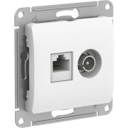 Розетка компьютерная + телевизионная 2-м Glossa RJ45 кат.5E + TV механизм бел. SE