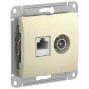 Розетка компьютерная + телевизионная 2-м Glossa RJ45 кат.5E + TV механизм беж. SE