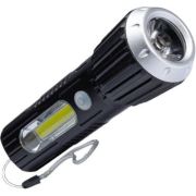 Фонарь аккумуляторный ручной LED 1Вт + COB 2Вт коллим линза аккум. Li-ion 18650 1А.ч USB-шнур ABS-пластик КОСМОС