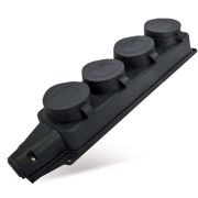 Колодка удлинителя 4-м Компакт 1ф с загл IP44 16А каучук черн. UNIVersal