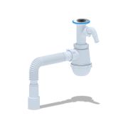 Сифон Ани д/умыв/мойки  1 1/2 40*50 бут вып с гофр нерж/сетка отв/стир