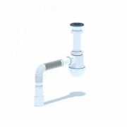 Сифон Ани д/умыв/мойки  бут 1 1/2 40*50 вып с гофр нерж/сетка