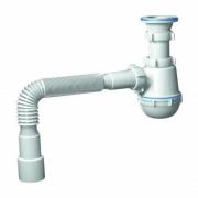 Сифон Ани д/умыв/мойки  бут 1 1/2 40*50 вып с гофр нерж/сетка