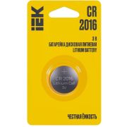 Элемент питания дисковый литиевый CR2016 (блист.1шт) IEK