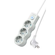 Удлинитель 3х3м ПВС 3х0.75 с защ. шторк. с заземл. IP20 с выкл. 220В 10А 2200Вт бел. КОСМОС