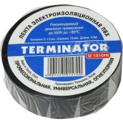 Изолента черная ПВХ, огнеупор., 0,13мм, 15мм, 10м Terminator