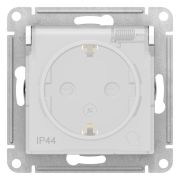 Розетка 1-м СП AtlasDesign Aqua 16А IP44 с заземл. защ. шторки с крышкой механизм бел. SE