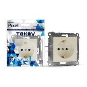 Розетка 1-м СП Pixel 16А IP20 с заземл. механизм беж. TOKOV ELECTRIC
