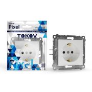 Розетка 1-м СП Pixel 16А IP20 с заземл. механизм бел. TOKOV ELECTRIC