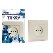 Розетка 1-м СП Pixel 16А IP20 без заземл. в сборе беж. TOKOV ELECTRIC
