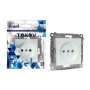 Розетка 1-м СП Pixel 16А IP20 без заземл. механизм перламутр. TOKOV ELECTRIC