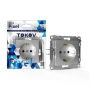 Розетка 1-м СП Pixel 16А IP20 с заземл. механизм алюм. TOKOV ELECTRIC