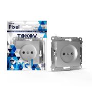 Розетка 1-м СП Pixel 16А IP20 без заземл. механизм алюм. TOKOV ELECTRIC