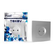 Розетка 1-м СП Pixel 16А IP20 без заземл. в сборе алюм. TOKOV ELECTRIC