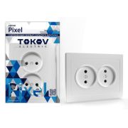 Розетка 2-м СП Pixel 16А IP20 без заземл. в сборе бел. TOKOV ELECTRIC
