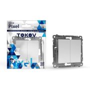 Выключатель 2-кл. СП Pixel 10А IP20 механизм бел. TOKOV ELECTRIC