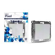Выключатель 2-кл. СП Pixel 10А IP20 механизм перламутр. TOKOV ELECTRIC