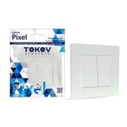 Выключатель 2-кл. СП Pixel 10А IP20 в сборе перламутр. TOKOV ELECTRIC