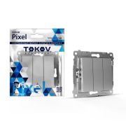 Выключатель 3-кл. СП Pixel 10А IP20 механизм алюм. TOKOV ELECTRIC