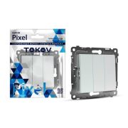 Выключатель 3-кл. СП Pixel 10А IP20 механизм перламутр. TOKOV ELECTRIC
