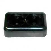 Розетка РА10-009 2-х местная с фарф.осн., черная ЛИВНЫ