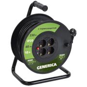 Удлинитель на катушке 4х20м с заземл.16А IP20  термозащита GENERICA WKP20-16-04-20-G