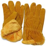 Перчатки спилковые вс искуствен. мех желтый мутон ДРАЙВЕР