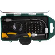 Отвертка с битами для точных работ, 30 бит, гибкий переходник, лупа, пласт.бокс