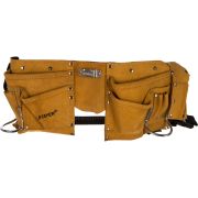 Пояс для инструментов STAYER, кожа, 3подвески, 10 карманов